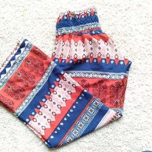 COPY - Wet Seal Boho Flare Palazzo Print Pants Size S Ruched Bohemian